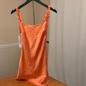 Orange Satin Mini Dress